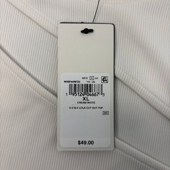 GUESS Lola Cutout Mock Turtleneck 3/4 Sleeve Cream White NWT XL $49 Retail - Picture 5 of 9